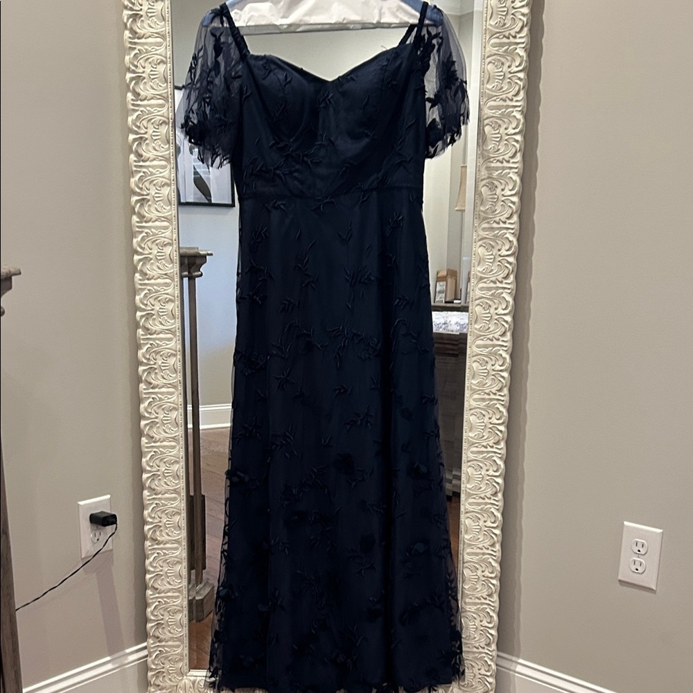 Marchesa Navy Lace Maxi Dress